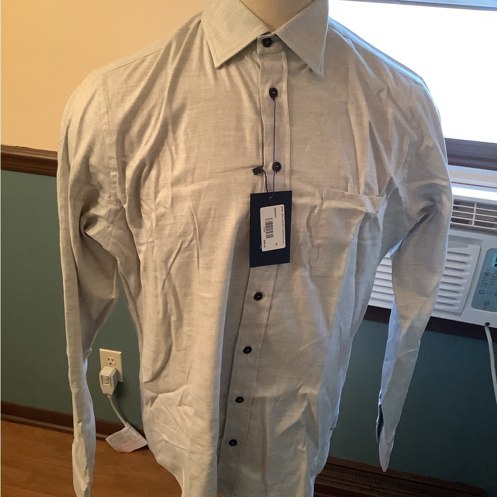 SEASE Cotton/Lyocel XL Long Sleeve Flannel Shirt Gray